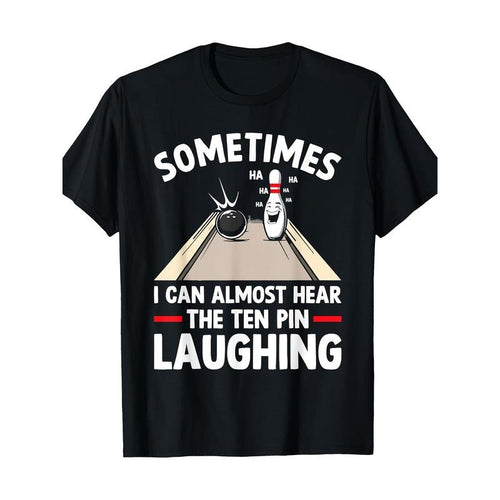 1pc Funny Bowling Graphic T-Shirt, 220g 100% Cotton Crew Neck, All-Season Casual Knit Fabric with Slight Stretch, Regular...