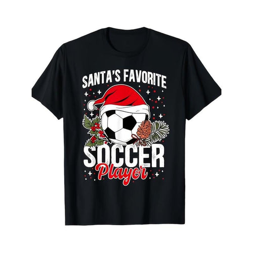 1pc Funny Santa's Favorite Soccer Player Christmas Soccer T-Shirt 200g, T-Shirt, Pure Cotton, Heat Transfer Printed...