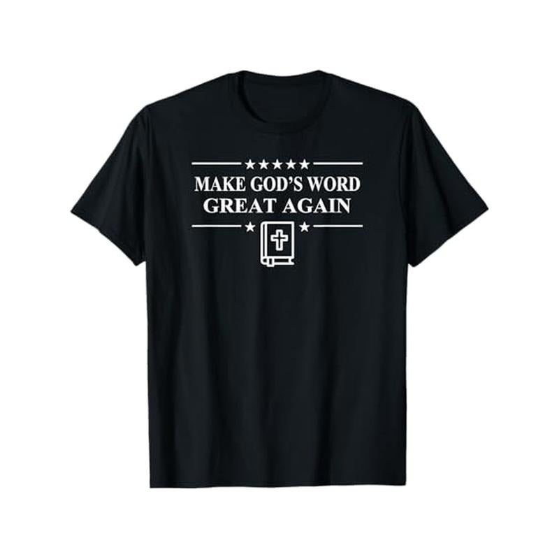 1pc Men'S Basic Cotton T-Shirt, 180gsm 100% Cotton Crew Neck, Slight Stretch, All-Season Loose Fit, Printed "Make God'S...