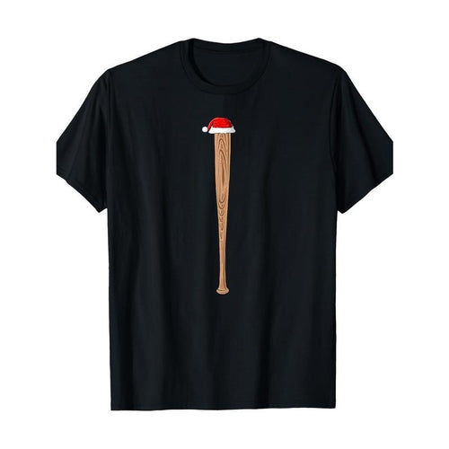 1pc Men'S Novelty Christmas Baseball Bat T-Shirt, 100% Cotton Casual Round Neck Tee, Regular Fit Knit Fabric with...