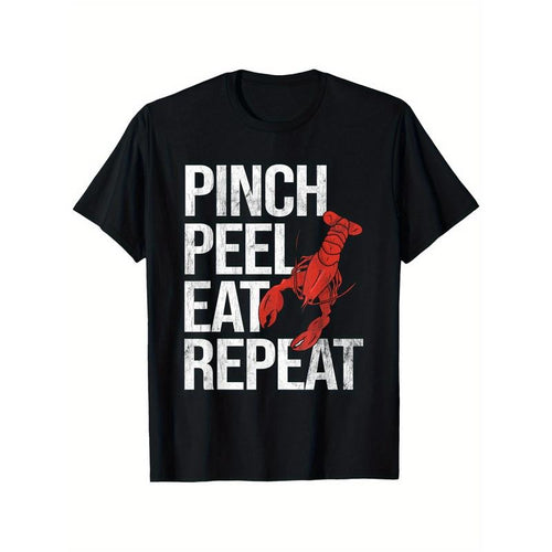 1pc Pinch Peel Eat Repeat Crawfish Seafood Boil Lobster Crayfish T-Shirt, 100% Cotton Crew Neck, Breathable & Washable,...