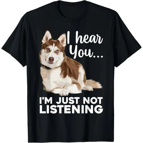 1pc Siberian Husky Dog Humor Men'S T-Shirt, 100% Cotton Short Sleeve Crew Neck, Cartoon Print Knit Tee for Pet Lovers...