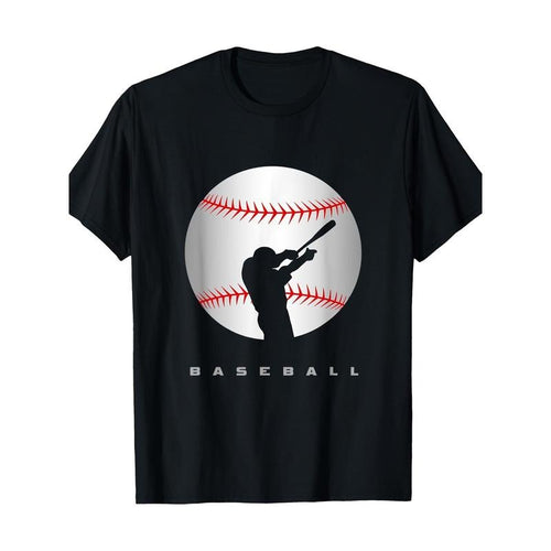 1pc Sports Fan Baseball Bat & Ball Print T-Shirt - 100% Cotton Crew Neck Tee - Knit Fabric Non-Stretch - All-Season Adult...