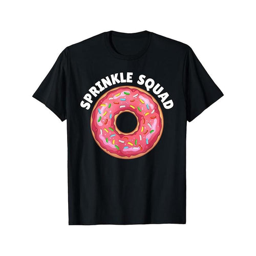 1pc Unisex Cotton T-Shirt with Cool Donut Print, Casual Crew Neck, Slight Stretch Knit Fabric, Regular Fit, All-Season...