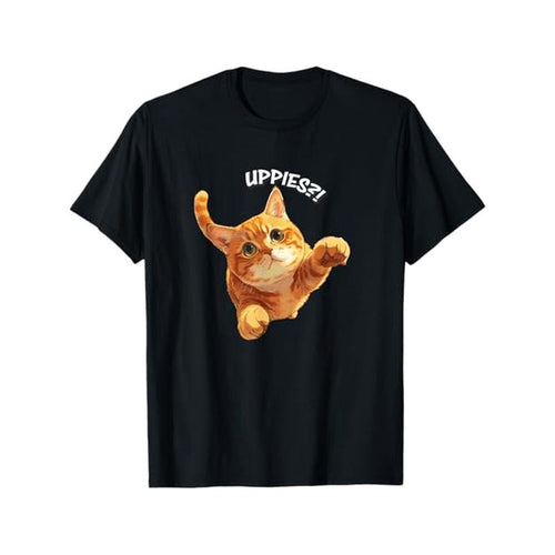 1pc WhimsyCat Men'S Casual Cotton T-Shirt with Orange Tabby Cat Print, Round Neck, Regular Fit, Knitted Fabric, Stretch,...