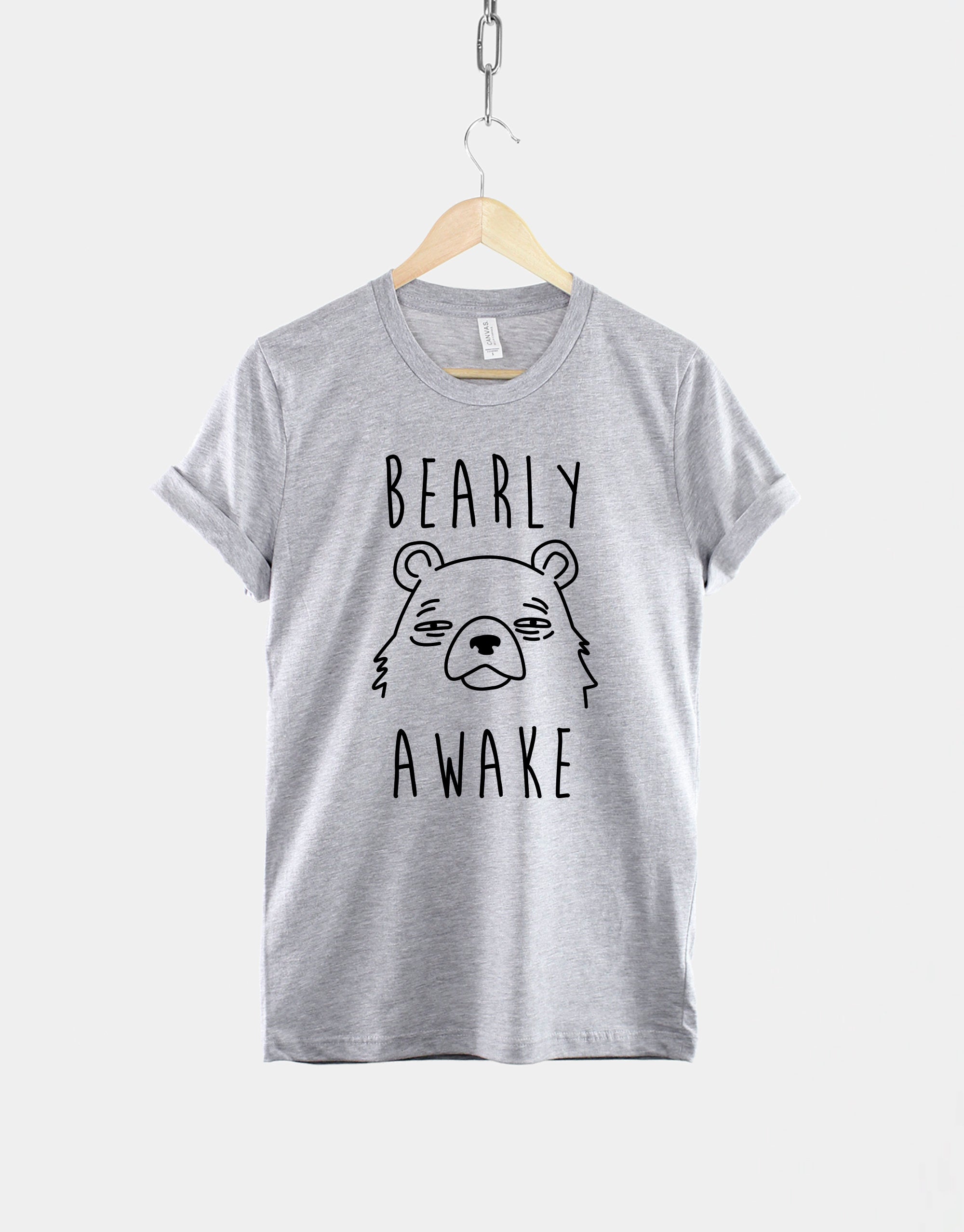 Bearly Awake Tired Bear Sleepy Pun Tee Coffee Lover Unisex T-shirt, Sweatshirt, Hoodie (3)