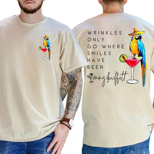 2-Sided Jimmy. B Flamingo Shirt – "Wrinkles Only Go Where Smiles Have Been" Palm Tree Memorial Tee Hoodie, Sweatshirt