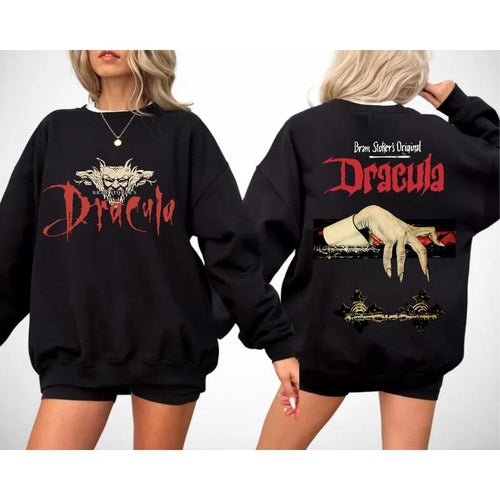 2 Sides Vintage Gothic Bram Stoker's, Draculaaa Book Cover T- Shirts, Trending Sweatshirts, Gothic Apparel, Draculaa...