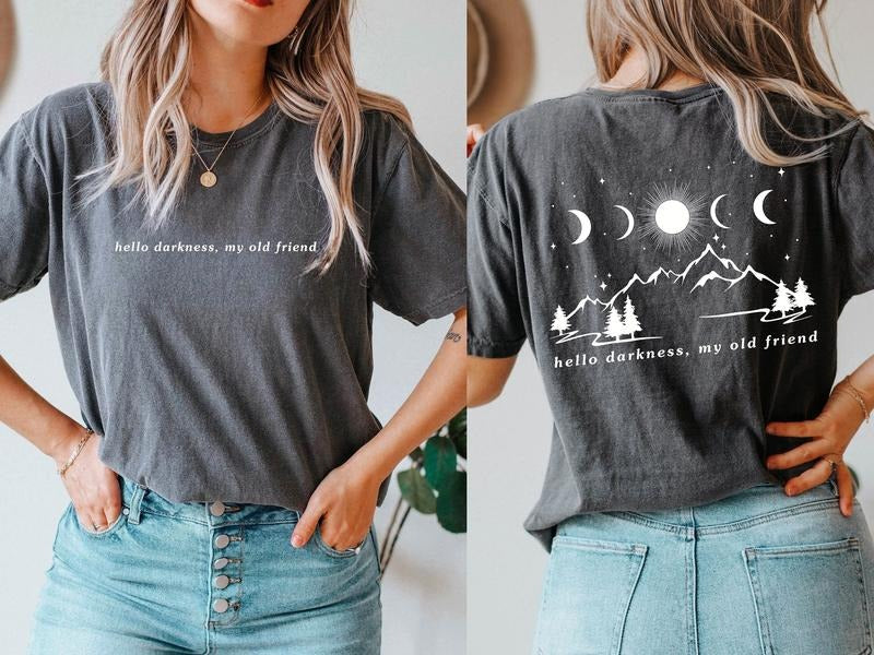 2 Slide Design, Total Solar Eclipse 2024 Shirt, April 8th 2024, Path of Totality Tee, Celestial Shirt, Hello Darkness My...