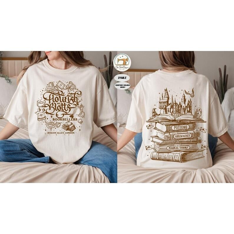 2 Slide, Wizard Castle Book T-Shirt, Basgiath War College T-Shirt, Dragon Rider, Flourish and Blotts The Empyrean Magical...