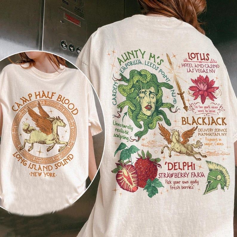 2 Slides, Camp Half Blood Shirt,Camping Shirt,Half Blood Chronicles Branches Shirt, Camp Half Blood 13 Cabins, Heroes of...