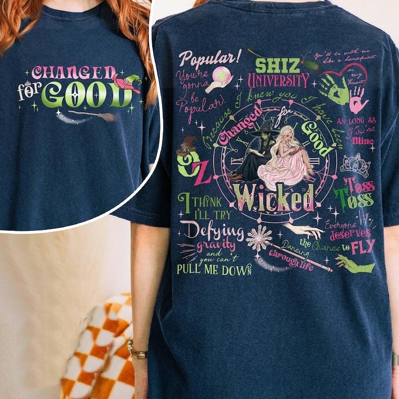 2 Slides, Wicked A New Musical T- Shirt, Defying Gravity TShirt, Wicked Changed For Good, Wizard Movie Fan Shirt,...