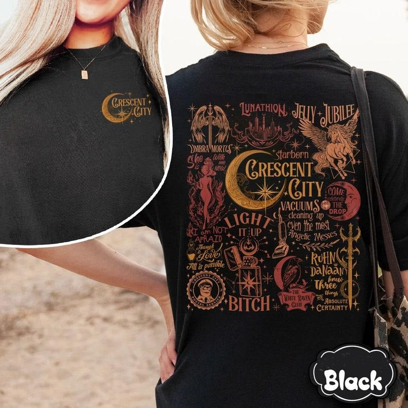 2 Slides,Cresent City T-Shirt, Jelly Jubilee Graphic Designs, Umbra MortisShirt, SJM Merch, House of Flame and Shadow ...