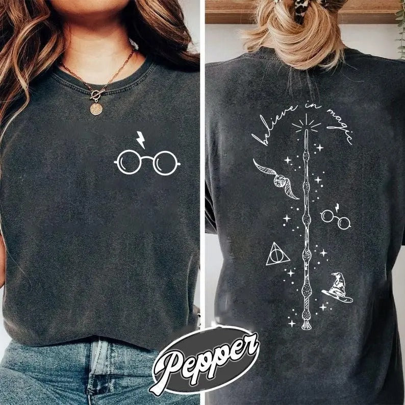 2 slides, Wizard School Fandom  Shirt, Magic Candy Shop T-Shirt, HP Inspired Double Sided T-Shirt, Bookworm Shirt, Gift...