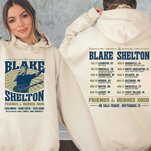 2025 Blakee Tour Sshelton 2 Sides Shirt, Country Music Concert, Fan Merch, Unisex Sweater Pullover Tee Hoodie, Sweatshirt