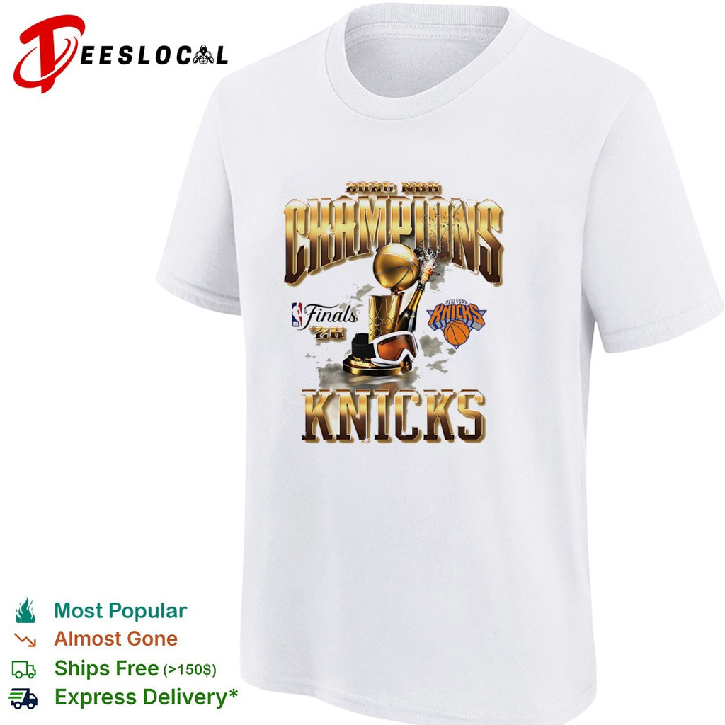 2026 NBA Champions New York Knicks Finals Celebration Trophy basketball shirt