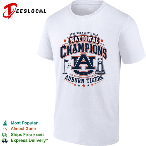 2026 NCAA Men’s Golf National Champions Auburn Tigers Logo Trophy Golf Ball shirt