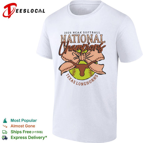 2026 NCAA Softball National Champions Texas Longhorns Bow and Softball shirt