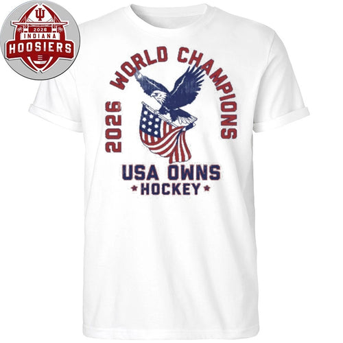 2026 World Champions USA Owns Hockey Flag T-Shirt