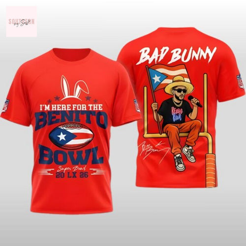 2026 Bad Bunny Im Here For The Benito Bowl Signature 3D T-Shirt