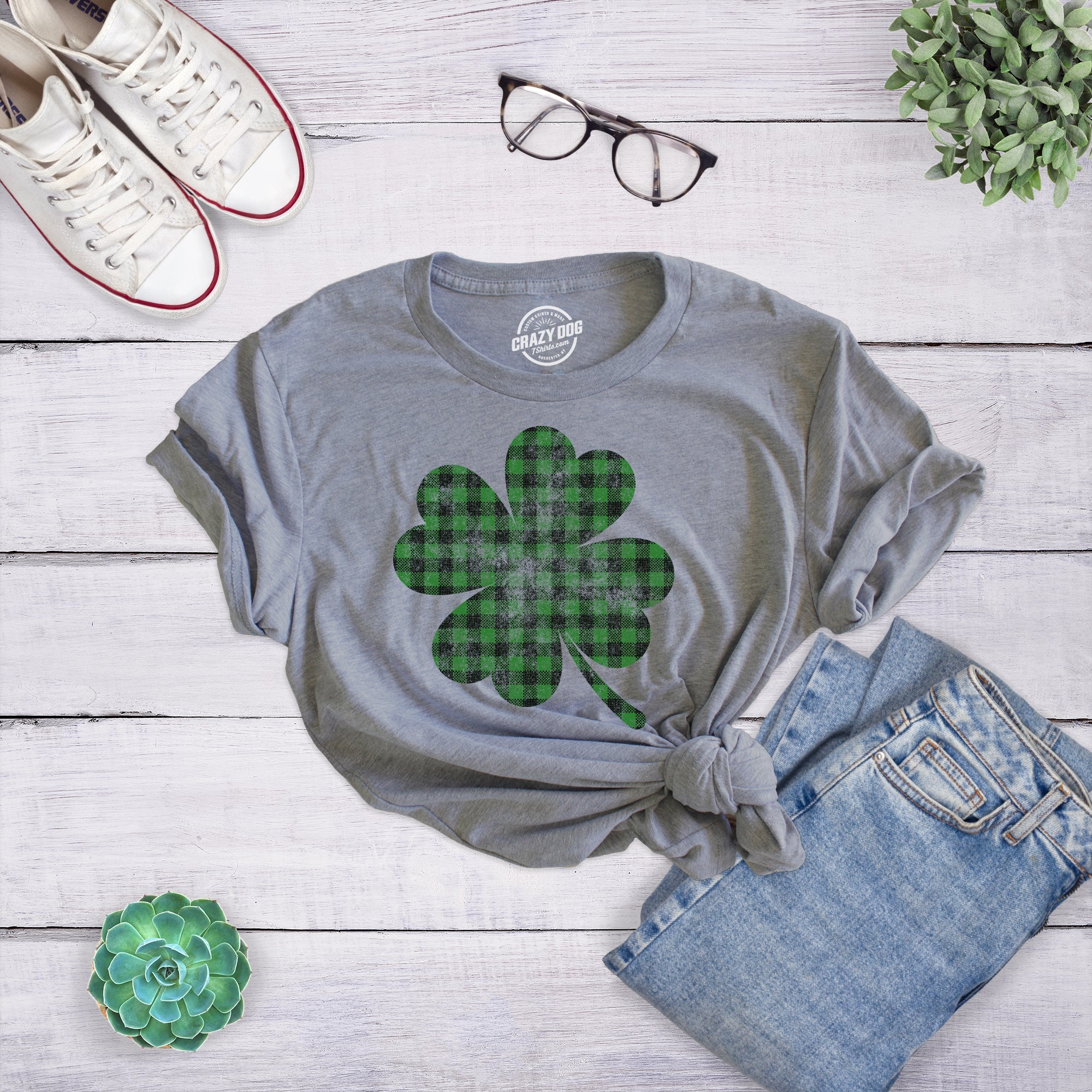 Buffalo Plaid Shamrock Women's T Shirt