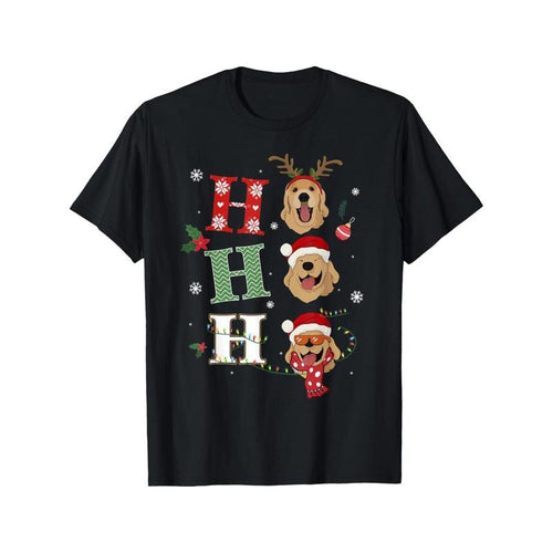 220g Cotton Ho Ho Ho Retrievers Golden Xmas Outfit Christmas Costume Men's T-shirt, Casual Round Neck Short Sleeve,...