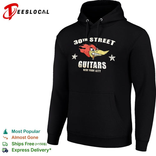 30th Street Guitars New York City Woody Woodpecker smoking cigar logo shirt