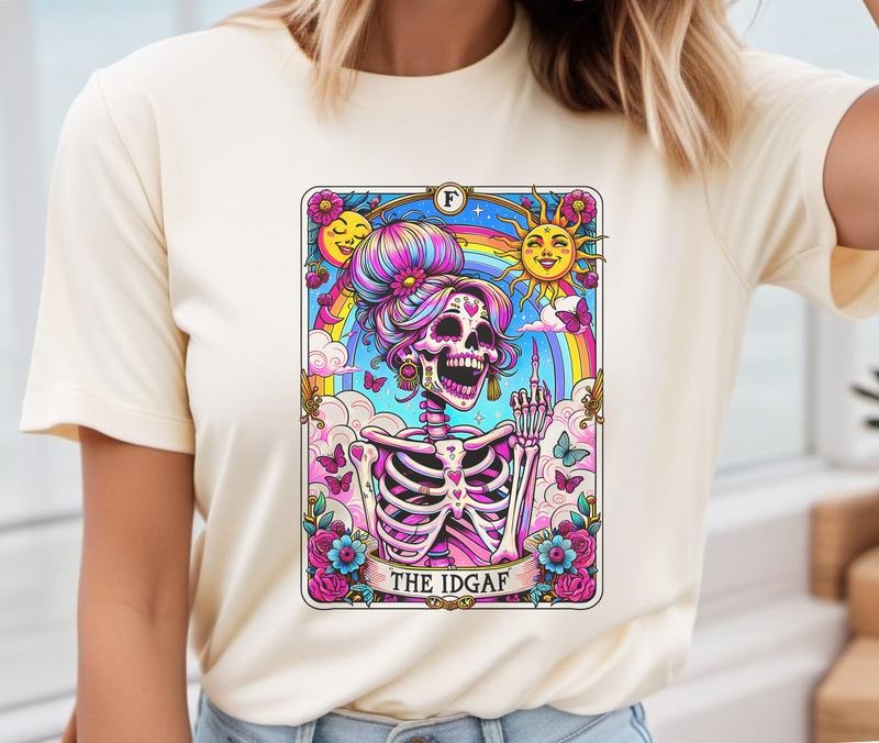 # 331 - The IDGAF Tarot Card Design - Print Unisex Crew neck Tee T-shirt Comfort Fabric Hoodie, Sweatshirt | TeeBloomCo.com