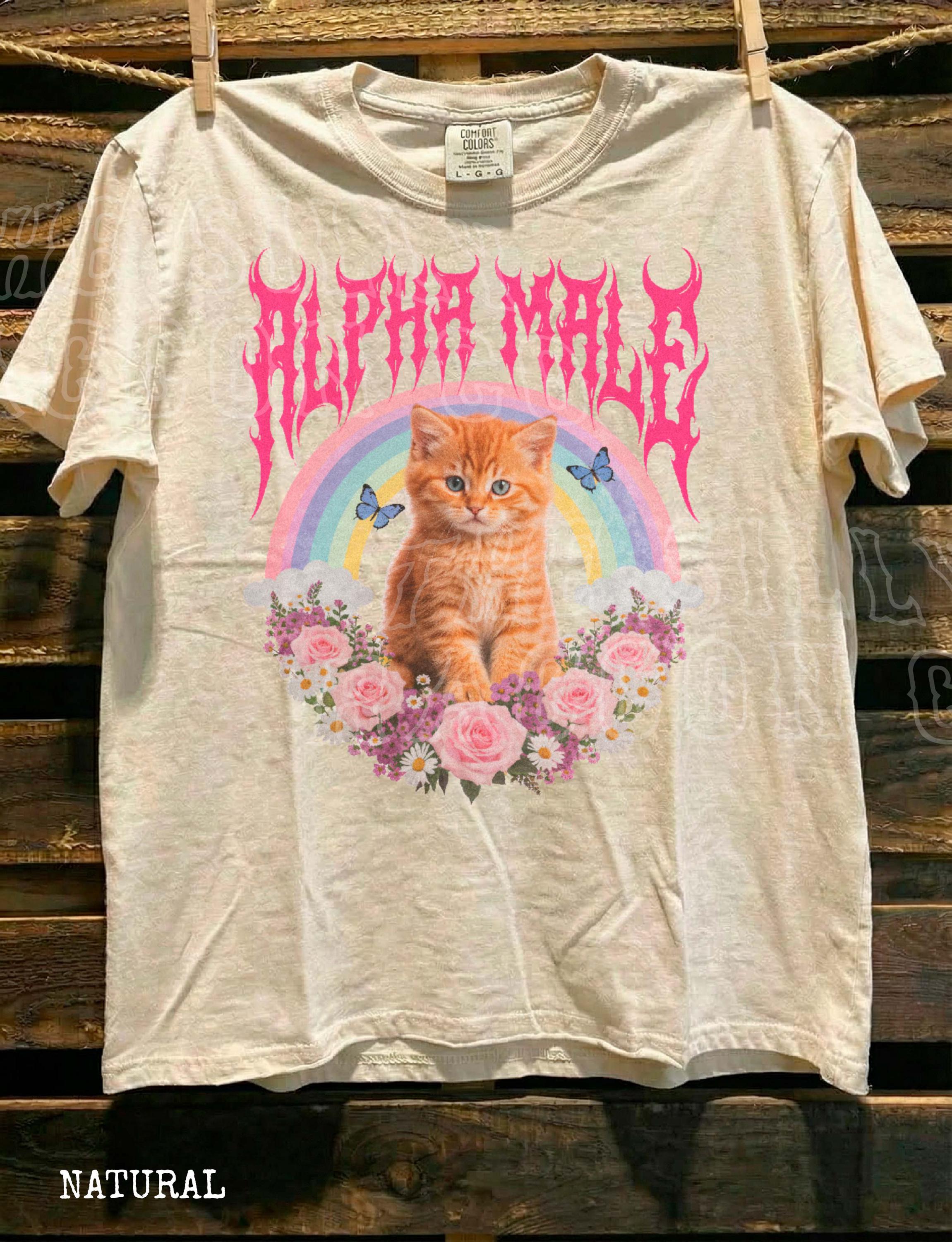 Alpha Male Kitten Ironic Cat Meme Tee Sarcastic Cat Lover Bootleg Vintage (5)