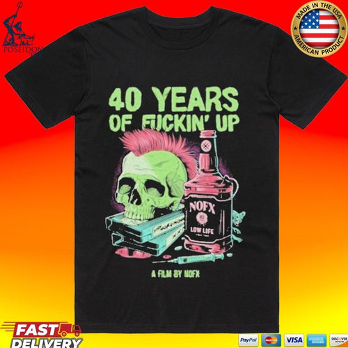 40 Years Of Fuckinup Bottle Skull T-shirt