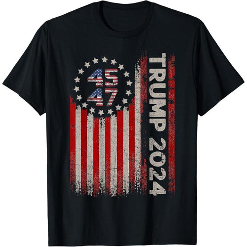 45 47 Trump 2024 American Flag T-Shirt made in usa Hoodie, Sweatshirt | TeeBloomCo.com