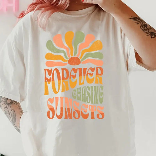 4Ever Chasing Sunsets T-shirt Comfort Cotton Womenswear Fabric Top Oversized Underwear Women Tshirt Hoodie, Sweatshirt