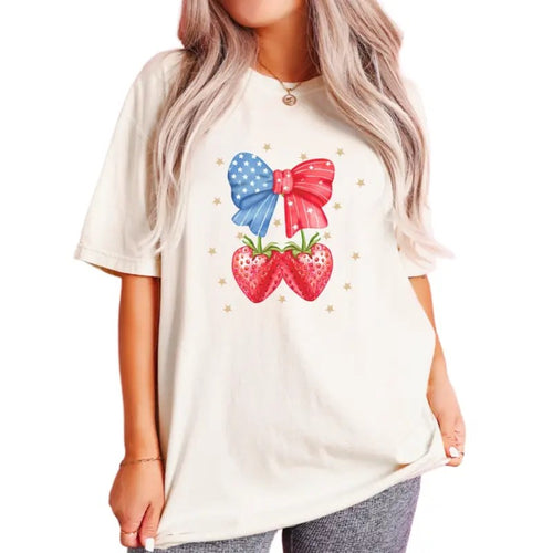 4th Of July Shirt, Coquette 4th Of July, Coquette Strawberry Shirt, Fourth Of July Tshirt, Patriotic Shirt, Coquette...