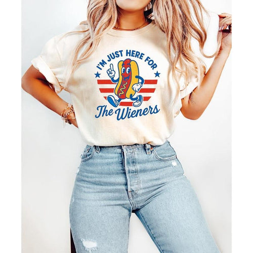 4th of July Just Here For The Wieners T Shirt, Funny Hot Dog Sweatshirt, Independence Day T Shirt, Retro America...