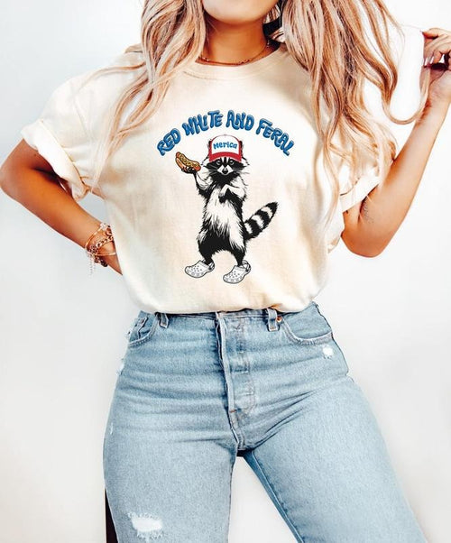 4th of July Shirt, Red White and Feral T-Shirt, Independence Day sweatshirt, America Shirt, Funny USA Tee, Patriotic...