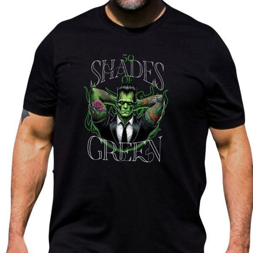 50 Shades of Green Tattooed Muscle T-Shirt - Bold Graphic Tee with Unique Tatted Design, Perfect for Fans of Tattoo Art...