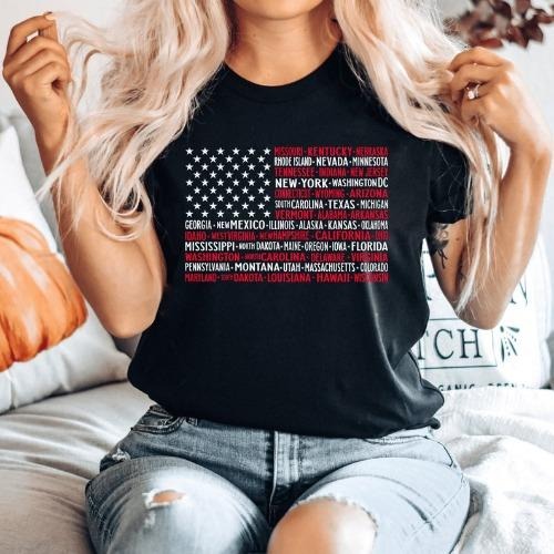 50 USA States Shirt, US States Shirt For American 4th Of July Gift, American Flag Shirt, 50 States T-Shirt, USA T Shirt...
