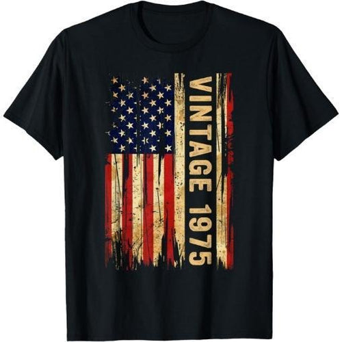 50 Years Old Vintage 1975 American Flag 50th Birthday Men T-Shirt Made in USA Hoodie, Sweatshirt | TeeBloomCo.com