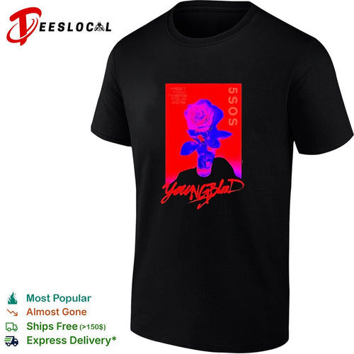 5SOS Meet You There Tour 2018 Youngblood Rose Red Aesthetic Band Concert Music shirt