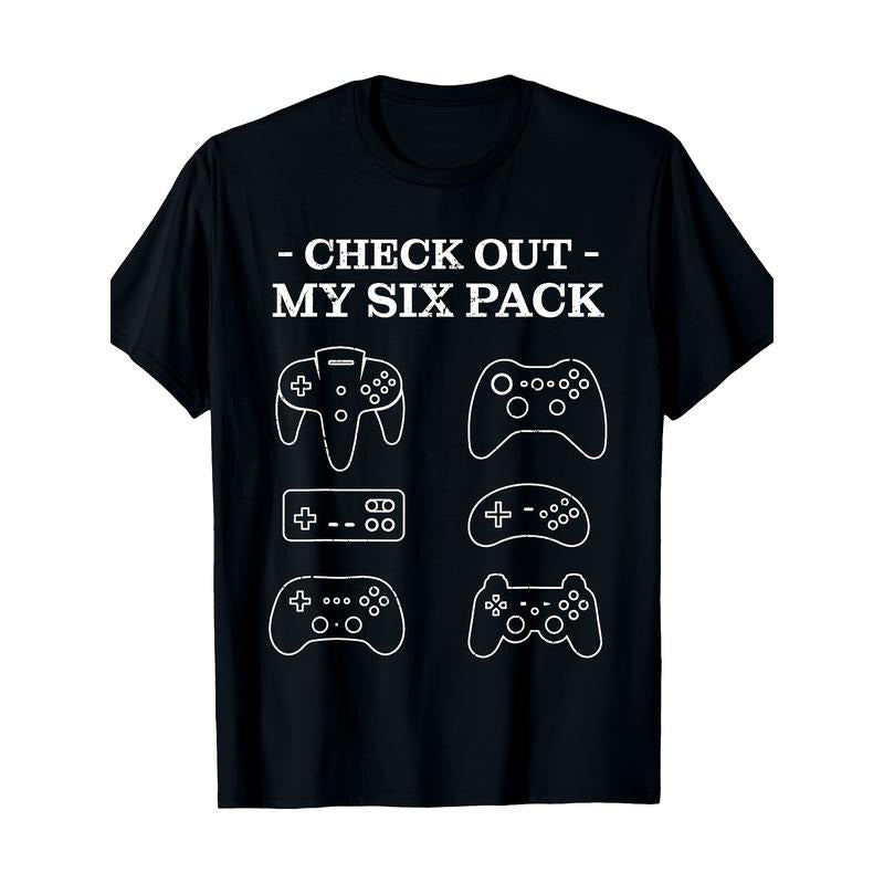 6 Six Pack Gamer 220g Funny Gamers Gift T-Shirt - Video made in usa Hoodie, Sweatshirt | TeeBloomCo.com