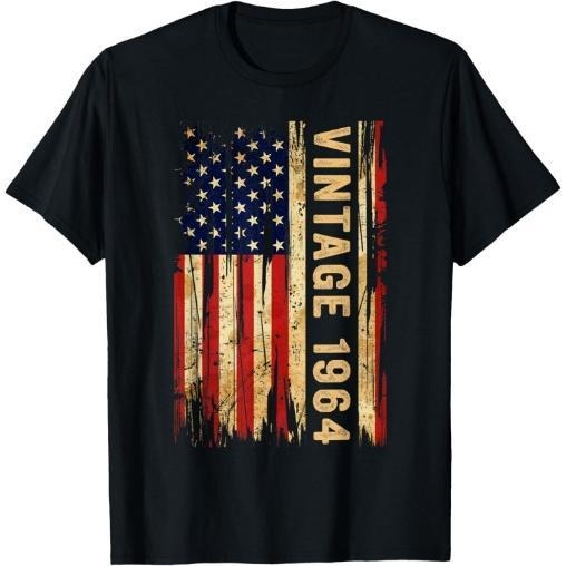 60 Years Old Vintage 1964 American Flag 60th Birthday Men T-Shirt Made in USA Hoodie, Sweatshirt | TeeBloomCo.com