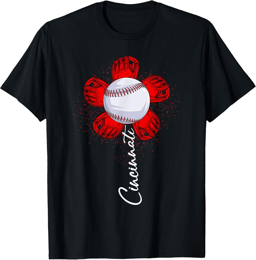 Flower Cincinnati Retro Baseball Lover Game Day