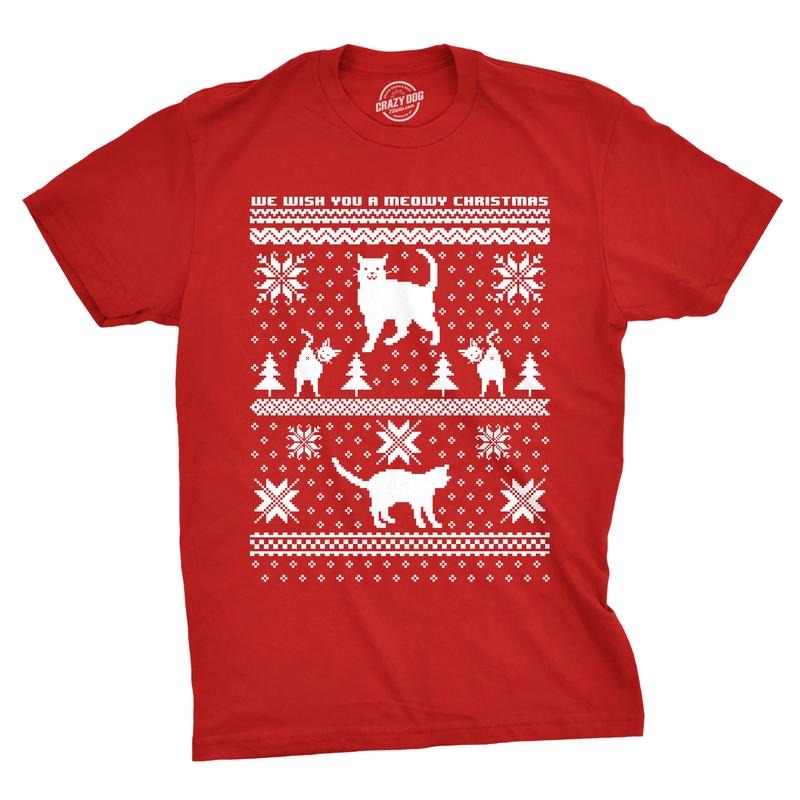 8 Bit Cat Butt Meowy Christmas T Shirt Funny Ugly Christmas Sweater Shirt Xmas Kitten Tee Mens Funny T Shirts Cool Tees...