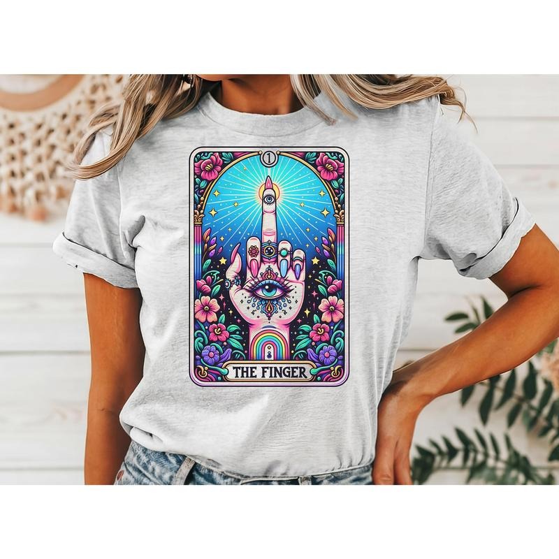 #802- The Finger, Evil Eye Tarot Card Design -  - Print Unisex Crew neck Tee T-shirt Hoodie, Sweatshirt | TeeBloomCo.com