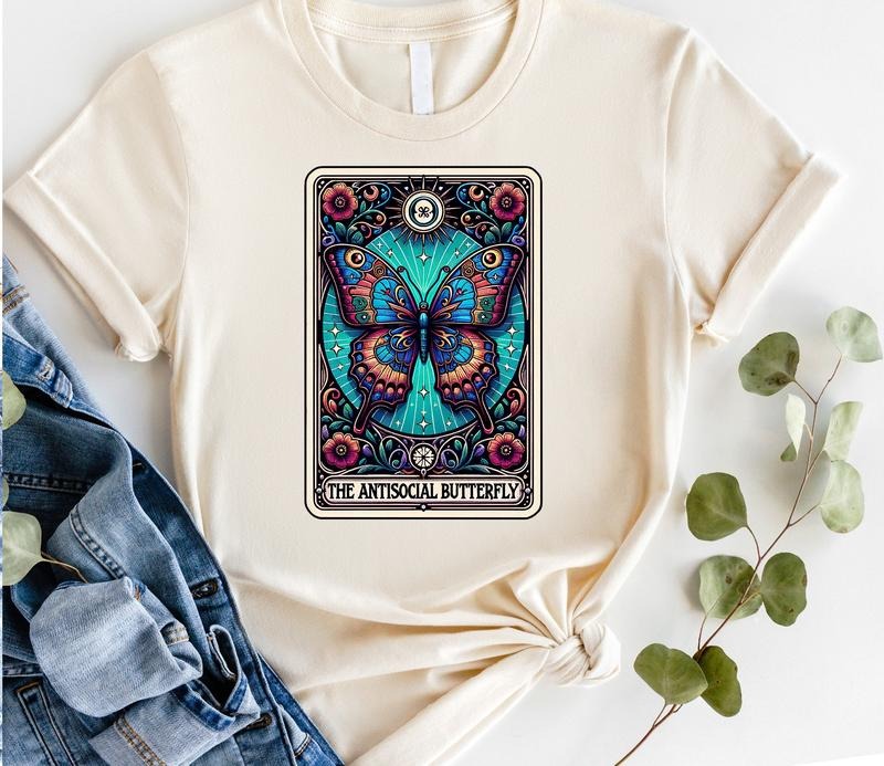 #816 - The Anti-Social Butterfly Tarot -  Print Unisex Crew neck Tee T-shirt Hoodie, Sweatshirt | TeeBloomCo.com
