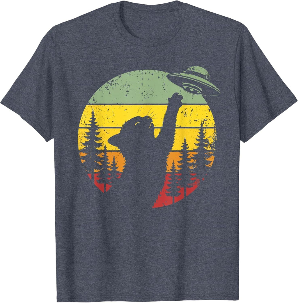 Alien Cat Sunset UFO Day Merch...