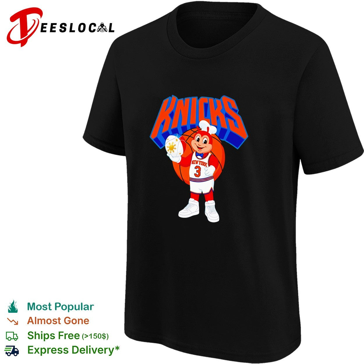 New York Knicks Jollibee fast food mascot jersey basketball humor shirt