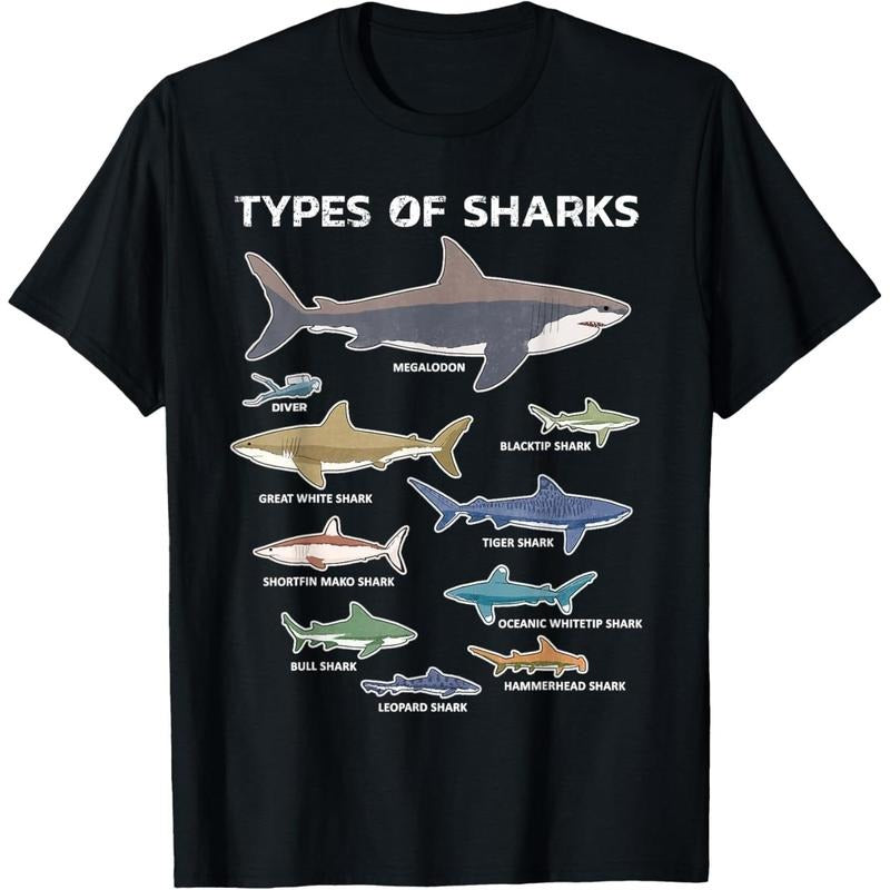 9 Types Of Sharks T-Shirt Educational Colorful Ocean Tee T-Shirt made in usa Hoodie, Sweatshirt | TeeBloomCo.com