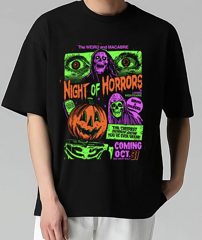 90s Halloween Movies T-Shirt Pair with Anything Relaxed Fit Relaxed Fit Sustainable Cotton Stylish Tee for Everyday Looks...
