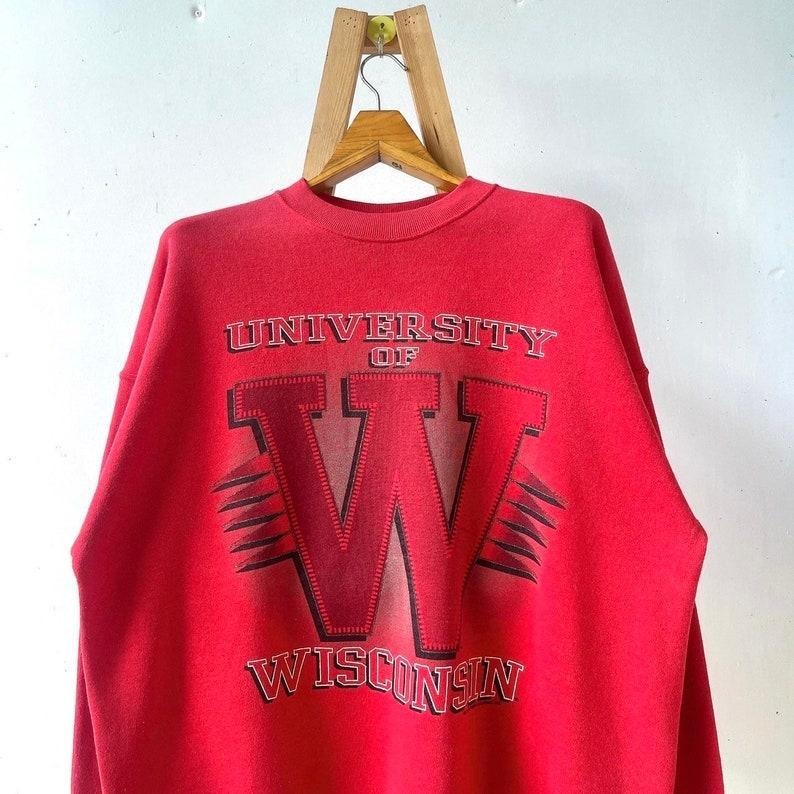 90s Wisconsin Badgers UW sweatshirt Cotton Menswear T-Shirts, Hoodie | TeeBloomCo.com